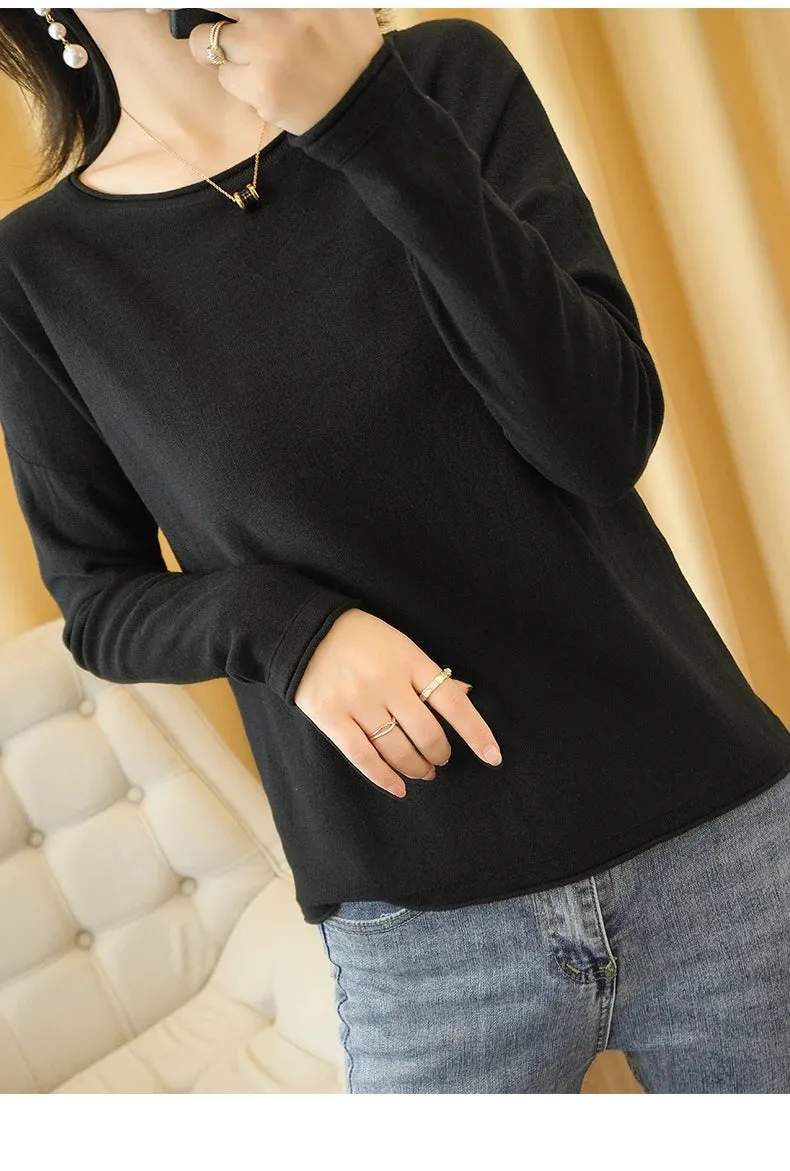 Knit Crimped Edge Pullover Top Sweater