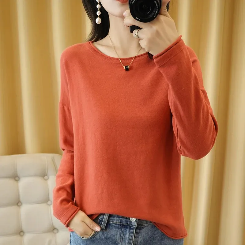 Knit Crimped Edge Pullover Top Sweater