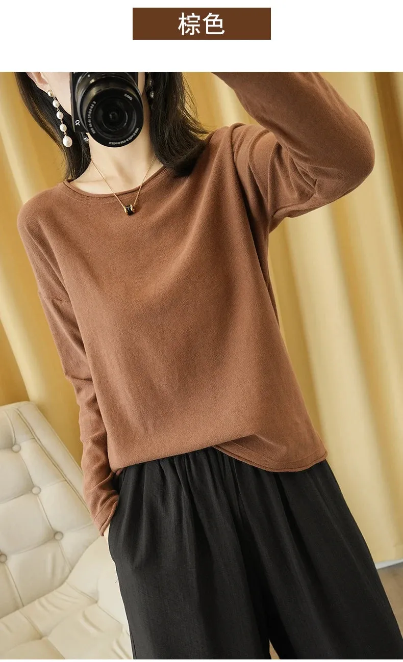 Knit Crimped Edge Pullover Top Sweater