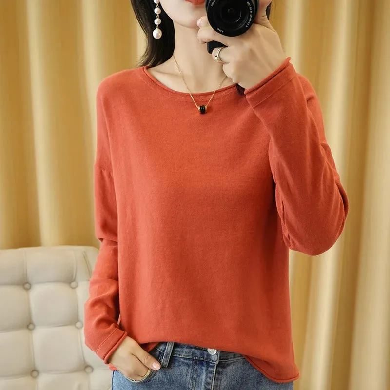 Knit Crimped Edge Pullover Top Sweater