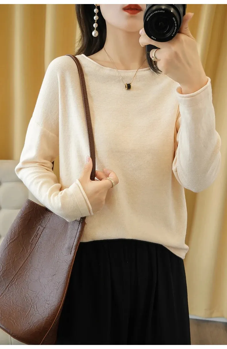 Knit Crimped Edge Pullover Top Sweater