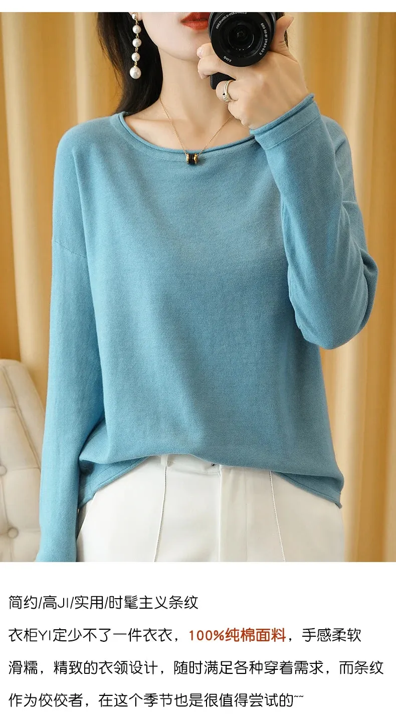 Knit Crimped Edge Pullover Top Sweater