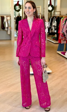 La1377 Pink Lace Blazer