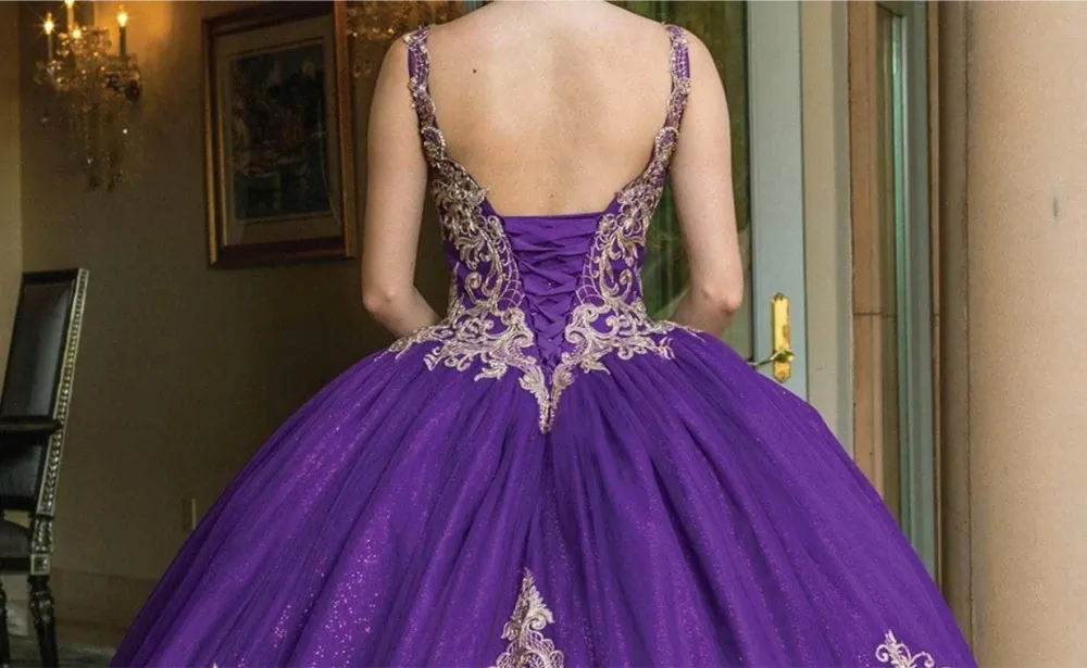 Lace-Up Shiny Floor-length Prom & Quinceanera Dress