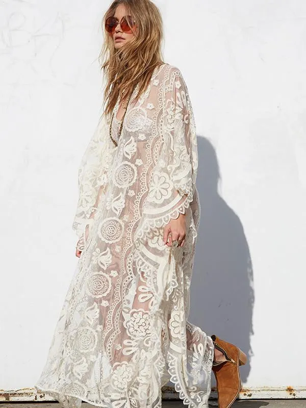 Lace V Neck Maxi Dress