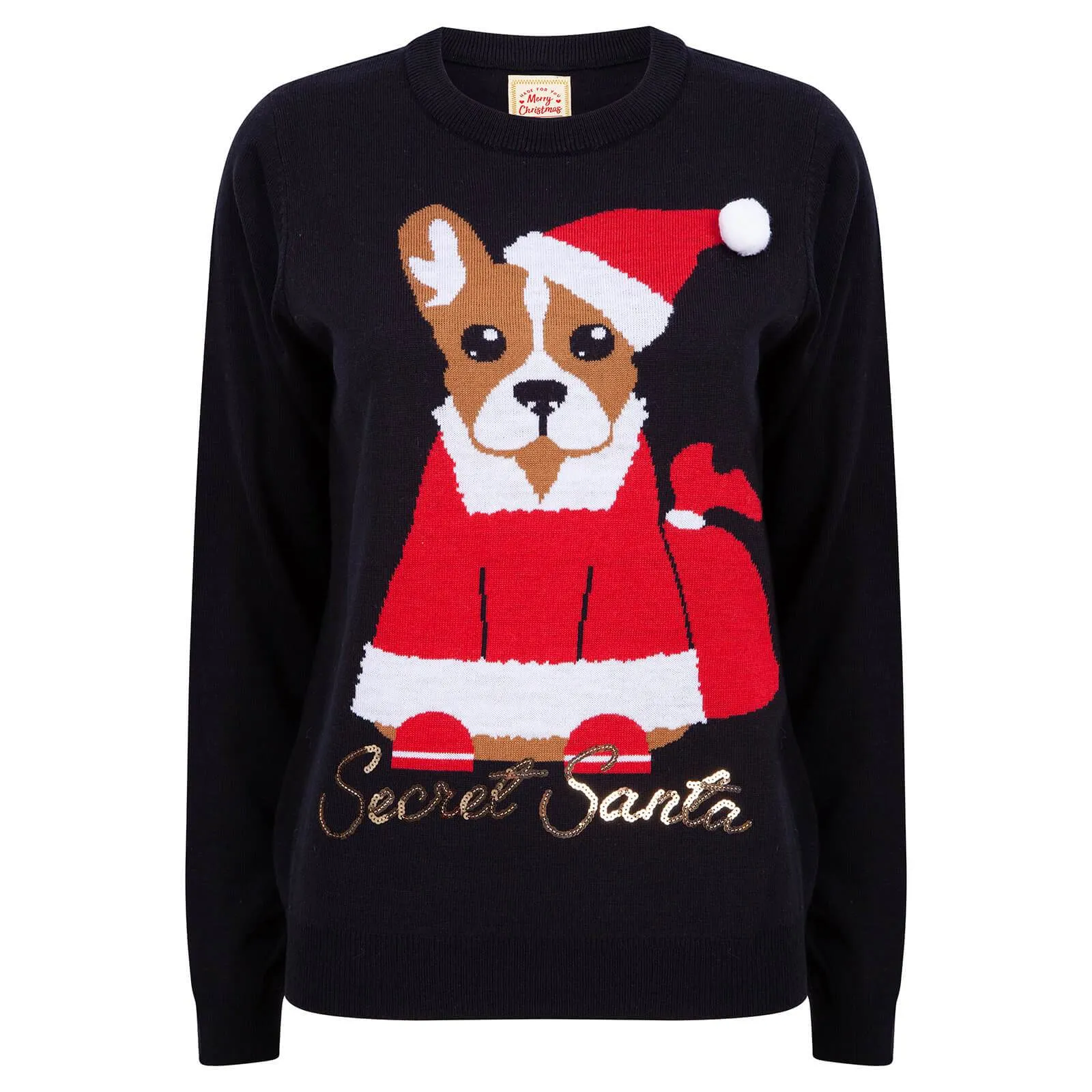 Ladies Secret Santa Christmas Jumper Santa Dog