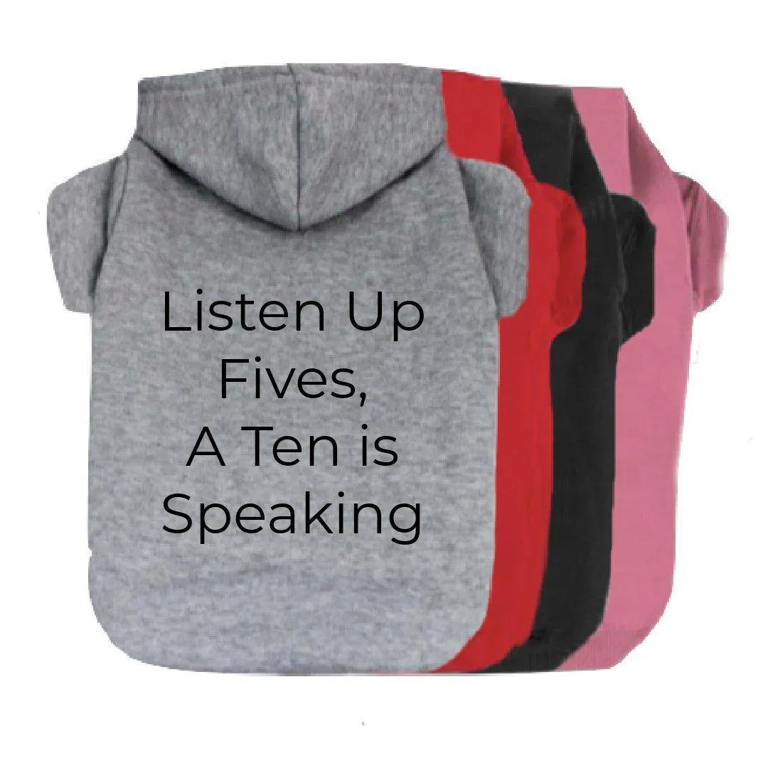 Listen Up Fives A Ten is Speaking Pet Hoodie