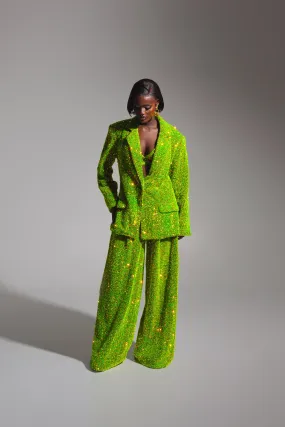 LIZA Sequin Blazer in OLIVINE