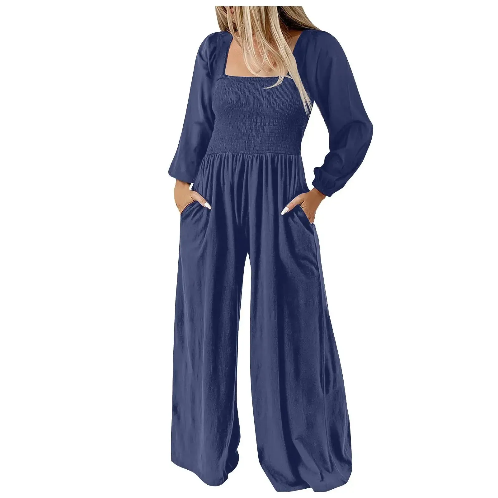 Loose Pleated Wide Leg Jumpsuit