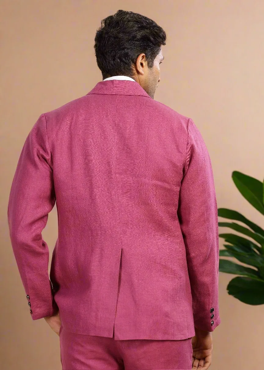 Luther Suit Jacket - Pure Linen Jacket - Vintage Mauve