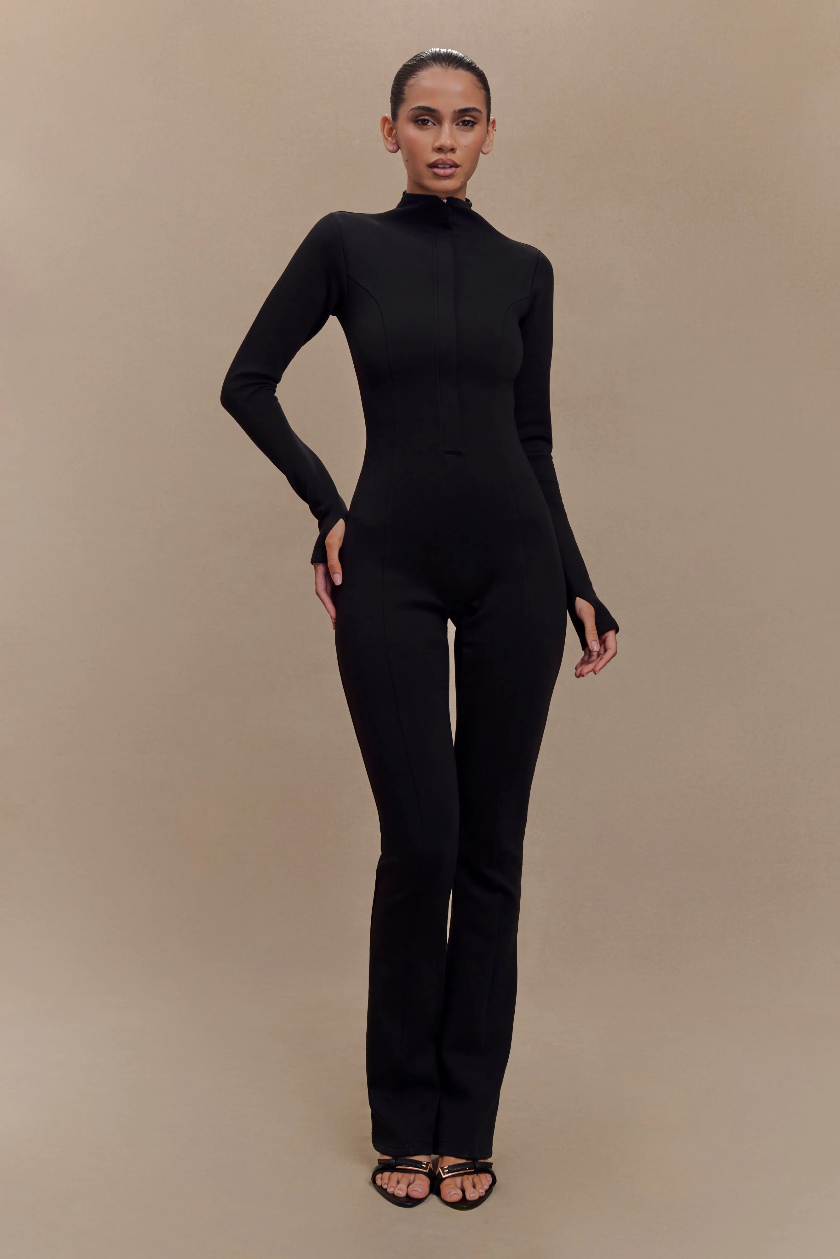 Margaery Scuba Jersey Jumpsuit - Black