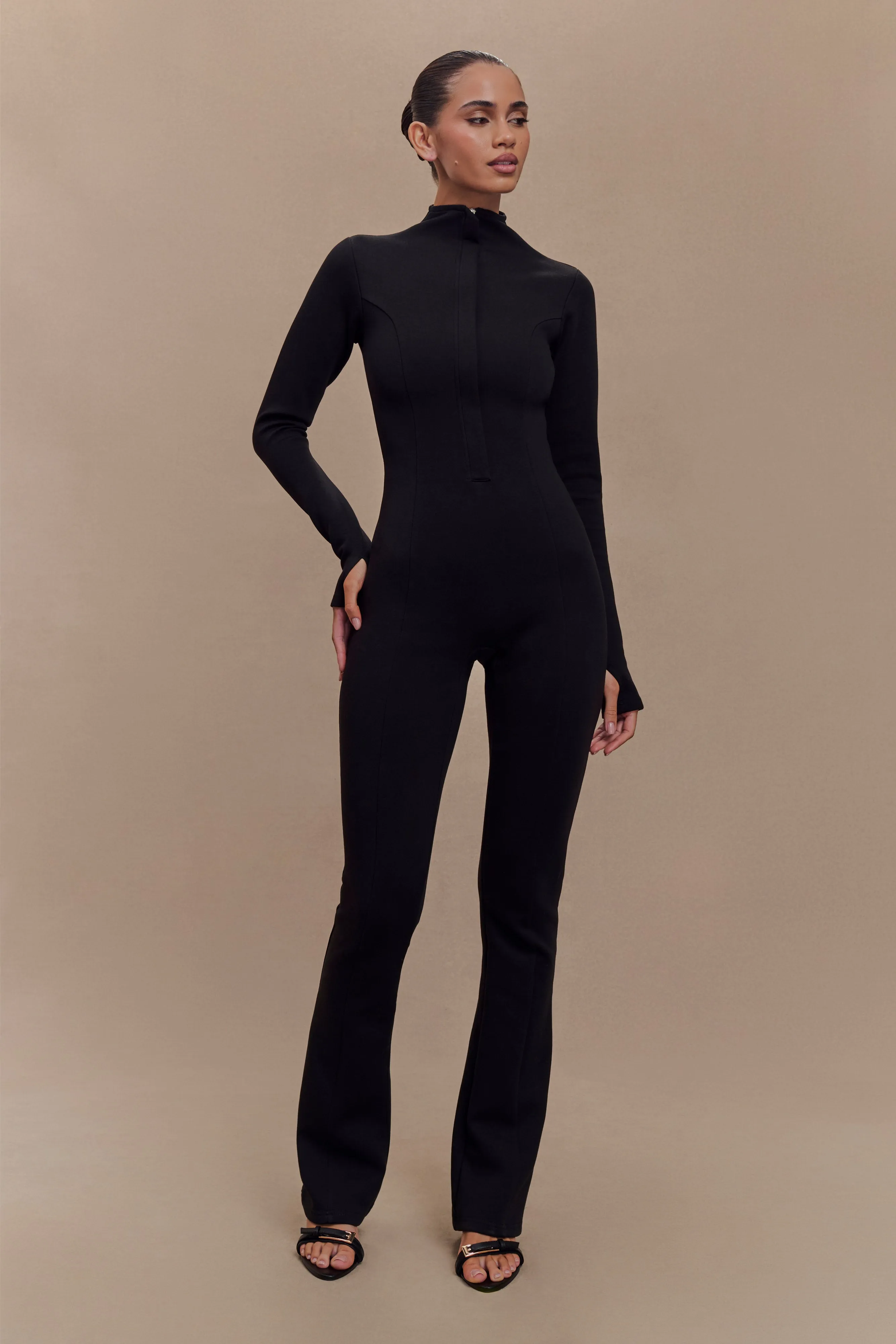 Margaery Scuba Jersey Jumpsuit - Black