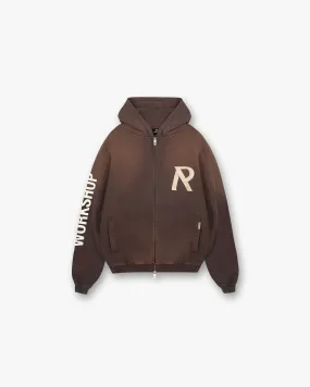 Masking Tape Initial Zip Hoodie - Cedar