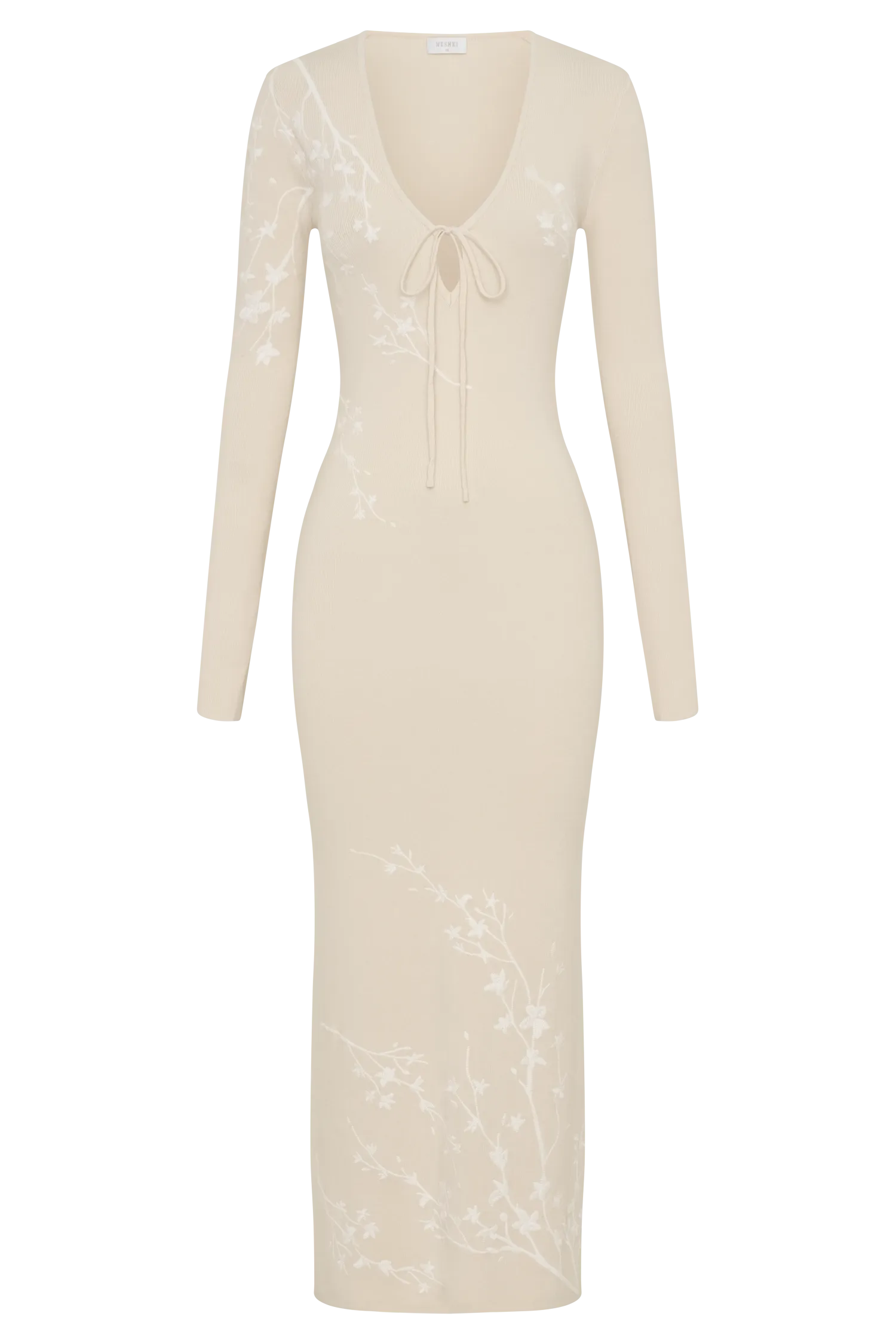 Mckenna Embroidered Knit Midi Dress - Cream And Ivory