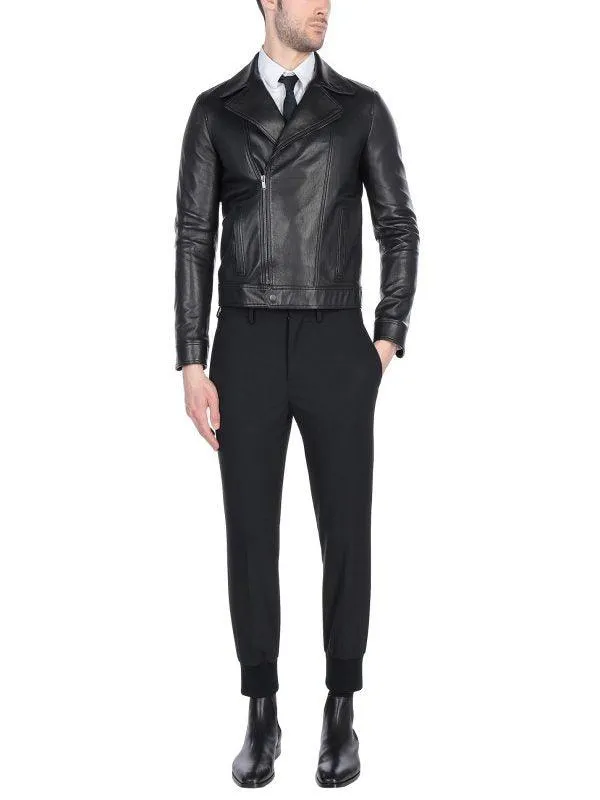 Men's Black Daily Wear Leather Jacket