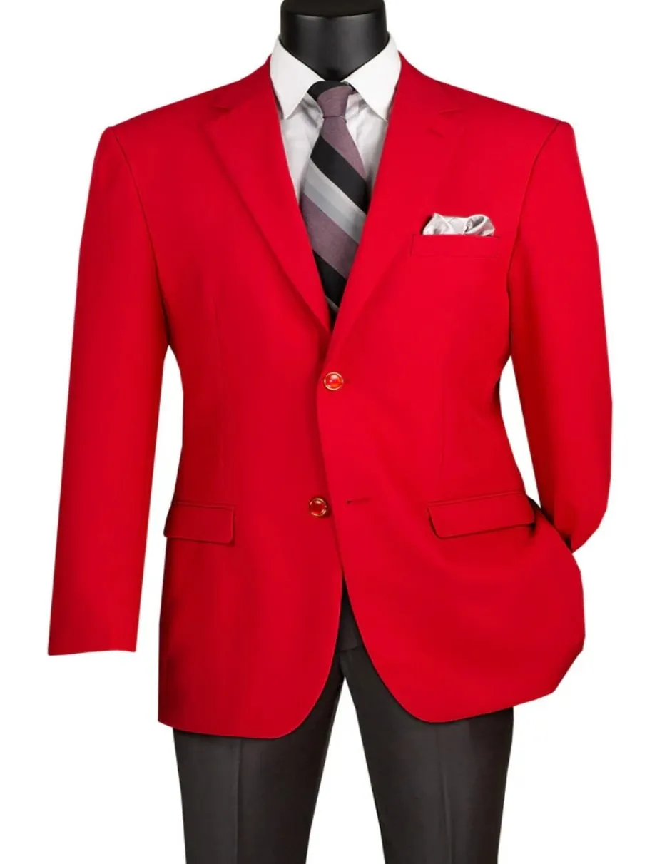 Mens Classic Fit Poplin Club Sport Coat Red Blazer