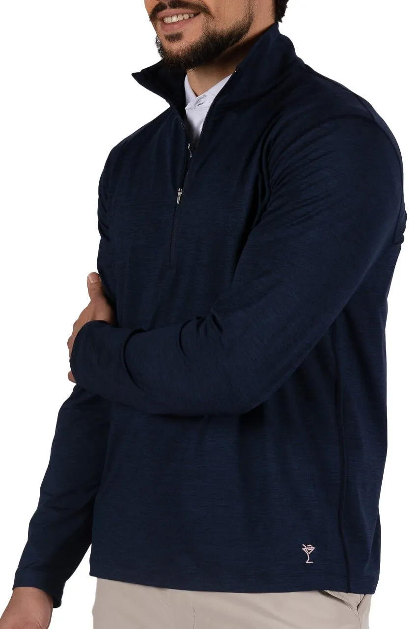 Men's Heathered Navy Quarter Zip Pullover