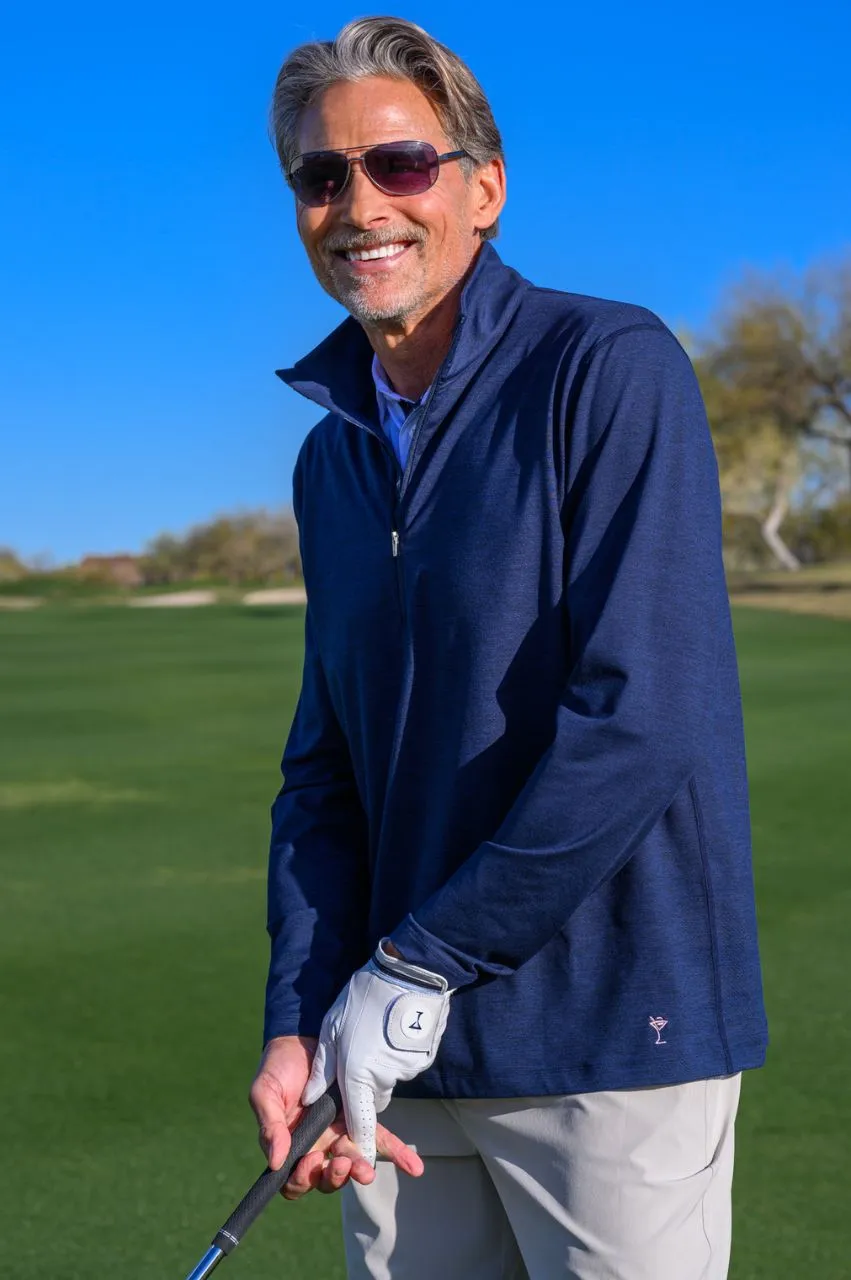 Men's Heathered Navy Quarter Zip Pullover