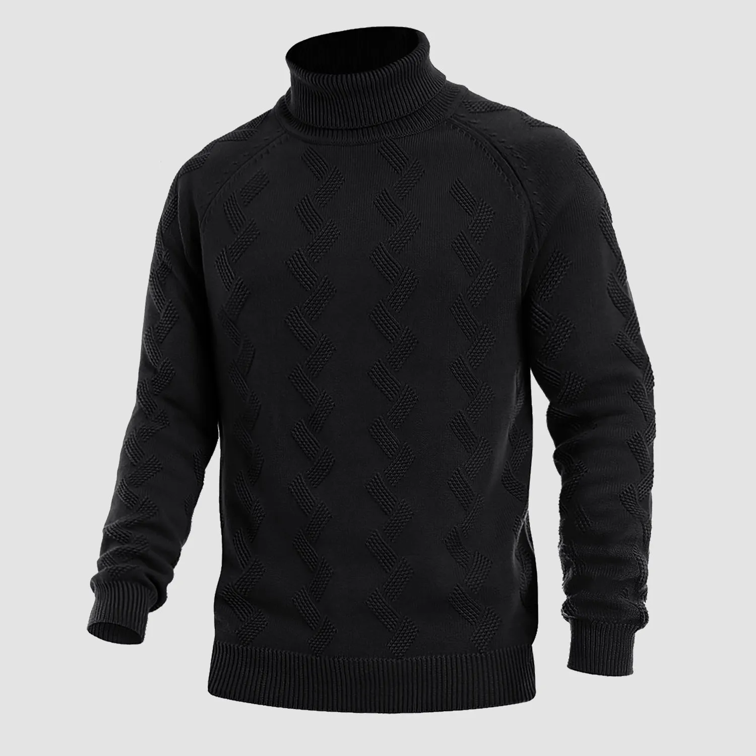 Men's Turtleneck Sweater Heavyweight Long Sleeves Cotton Pullover Knitted Casual Sweatshirt