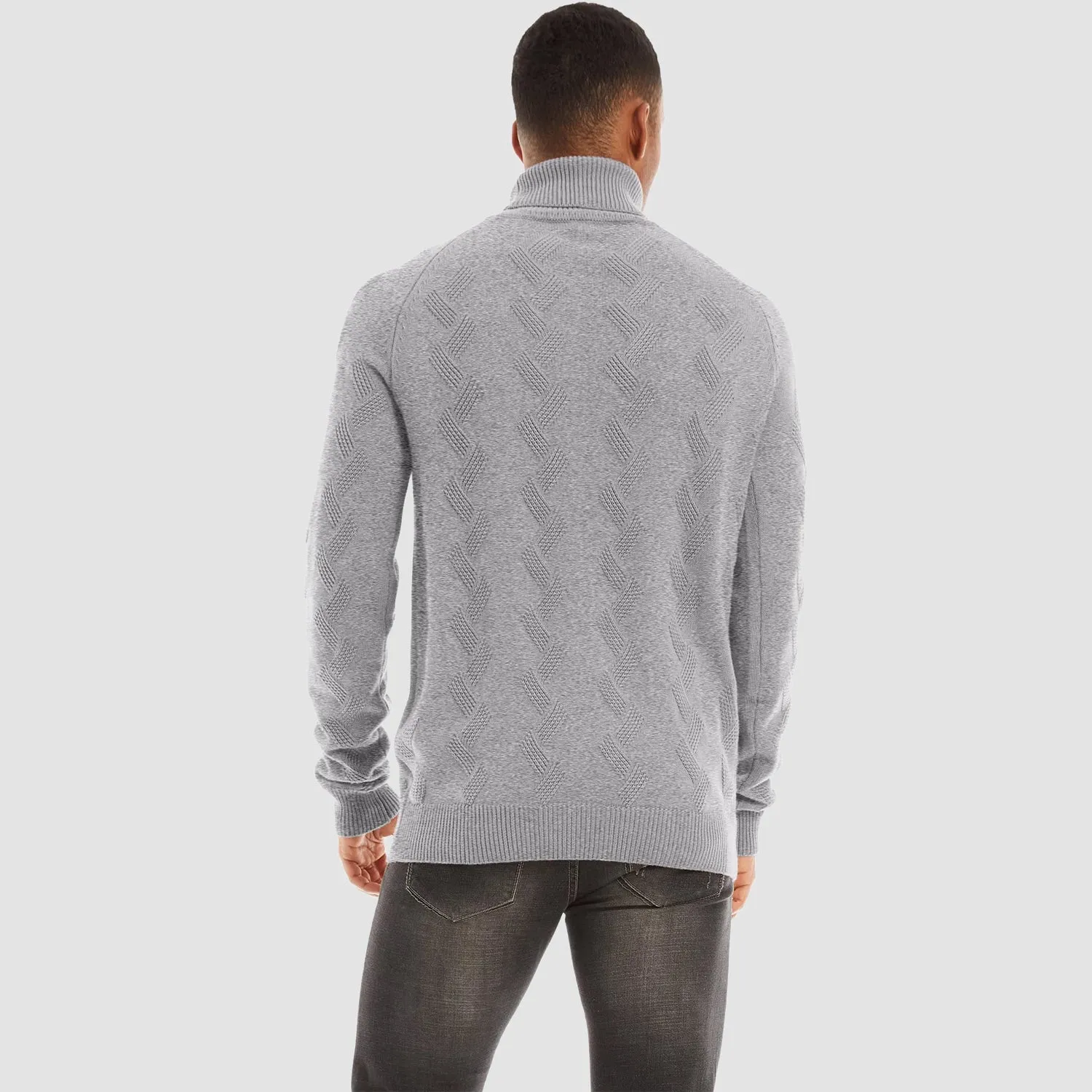 Men's Turtleneck Sweater Heavyweight Long Sleeves Cotton Pullover Knitted Casual Sweatshirt