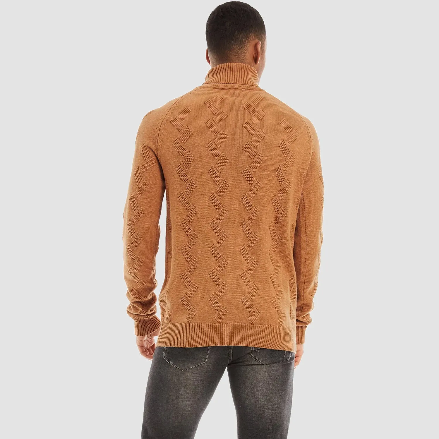 Men's Turtleneck Sweater Heavyweight Long Sleeves Cotton Pullover Knitted Casual Sweatshirt