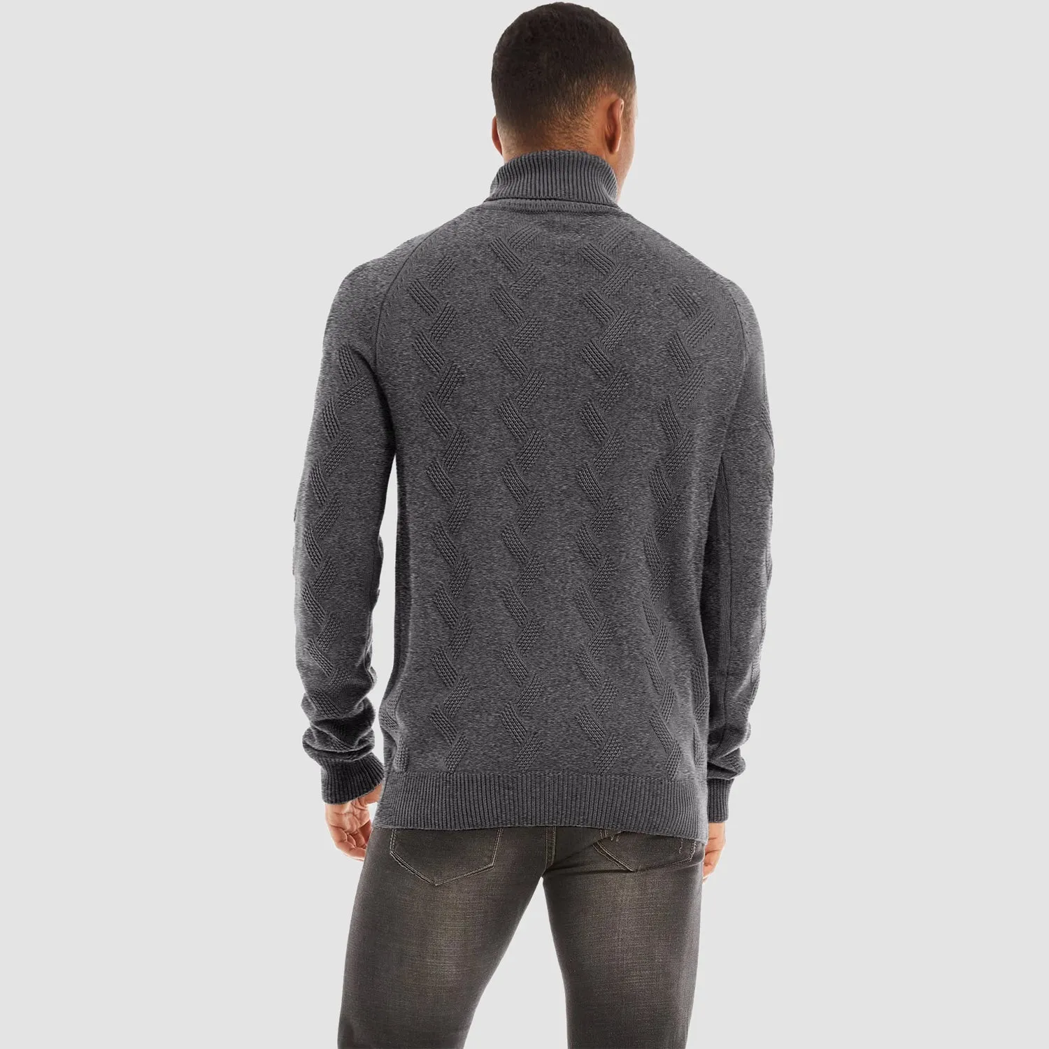 Men's Turtleneck Sweater Heavyweight Long Sleeves Cotton Pullover Knitted Casual Sweatshirt