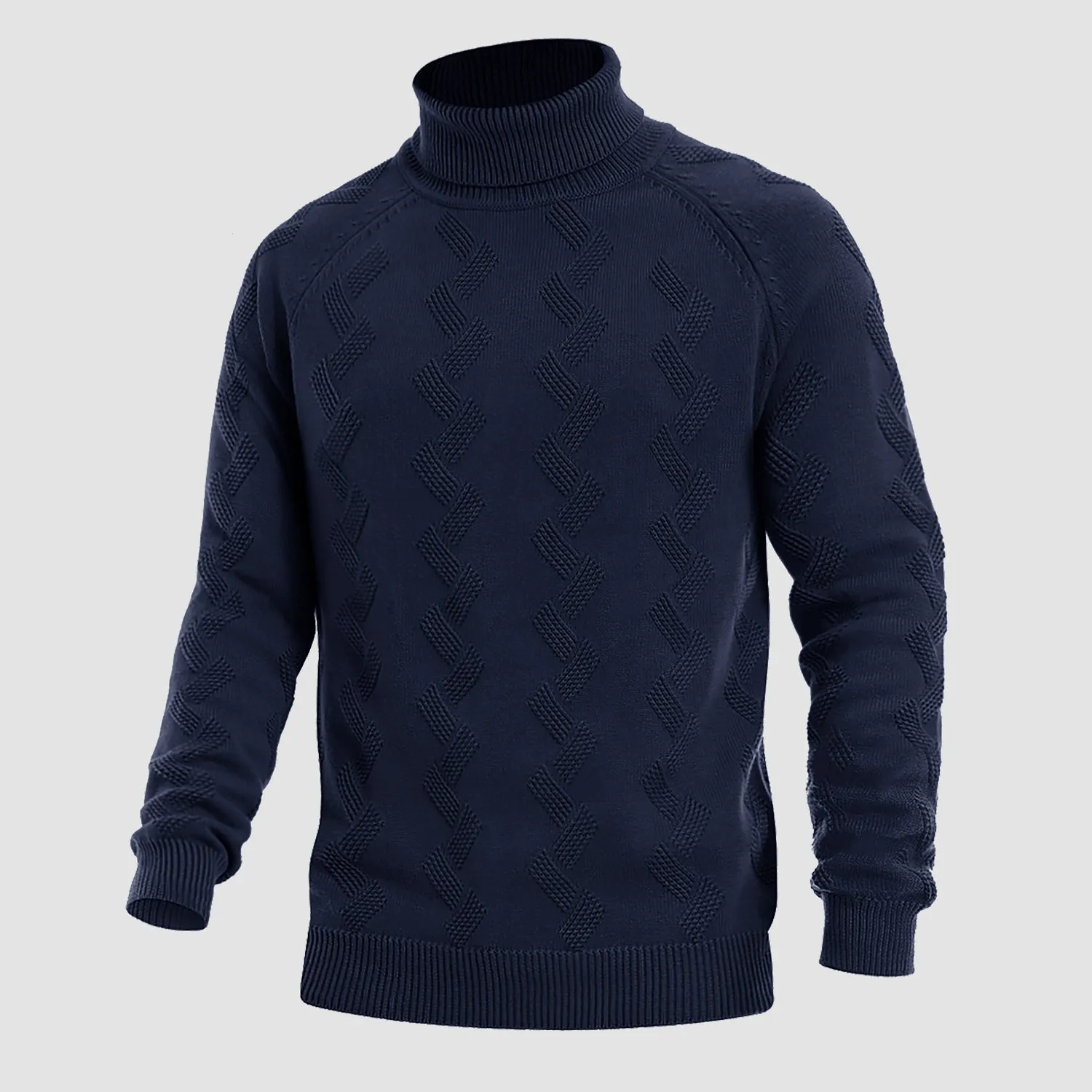 Men's Turtleneck Sweater Heavyweight Long Sleeves Cotton Pullover Knitted Casual Sweatshirt