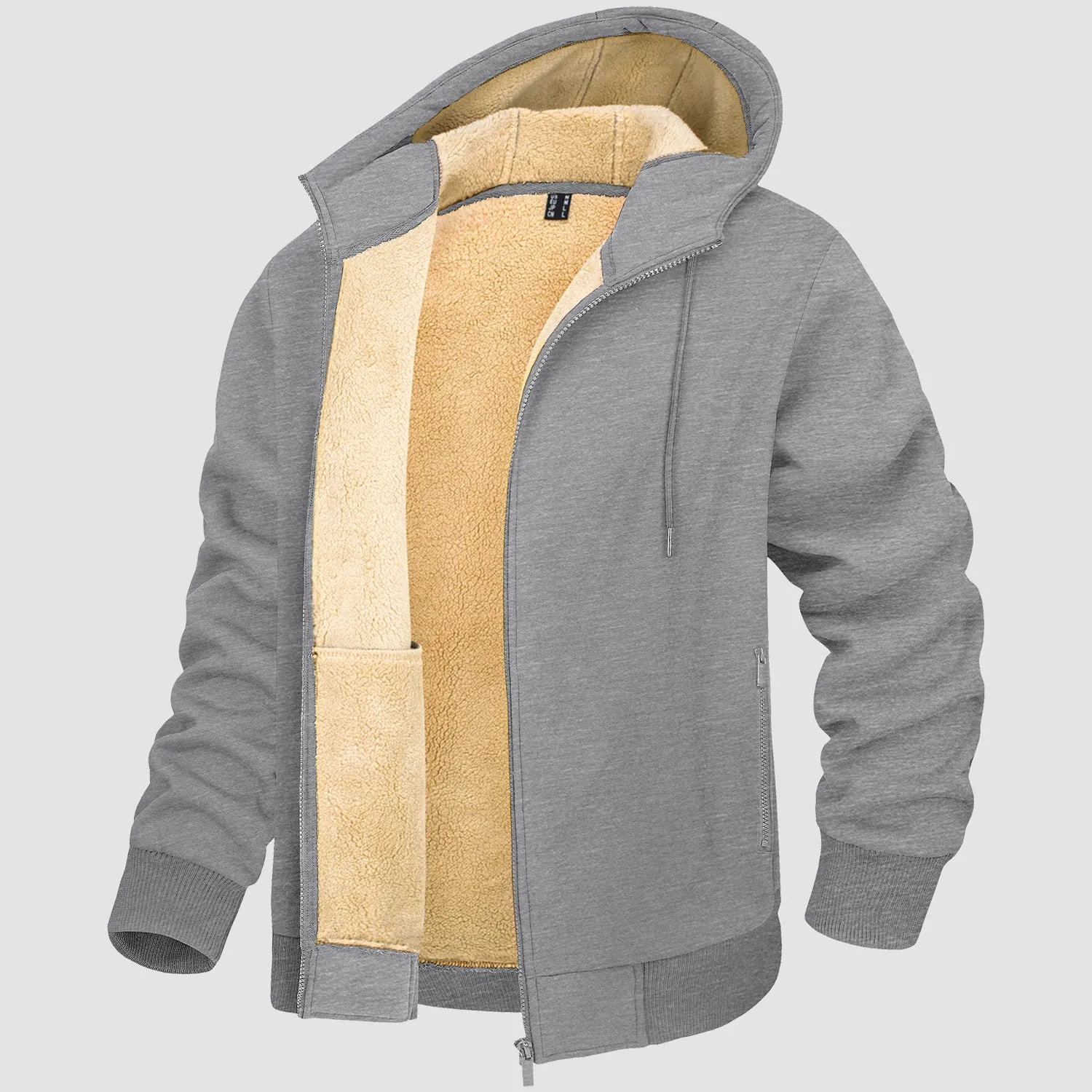 Men's Zipper Hoodie Jacket Fleece Lined Warm Jacket for Winter