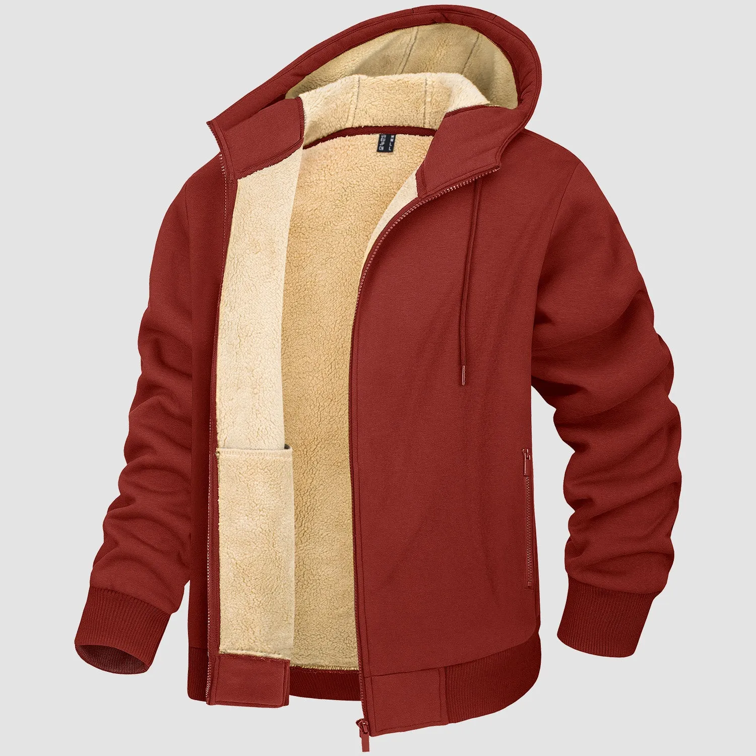 Men's Zipper Hoodie Jacket Fleece Lined Warm Jacket for Winter