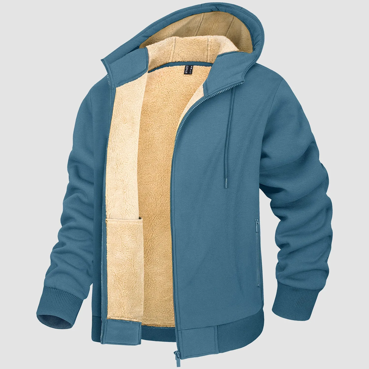 Men's Zipper Hoodie Jacket Fleece Lined Warm Jacket for Winter