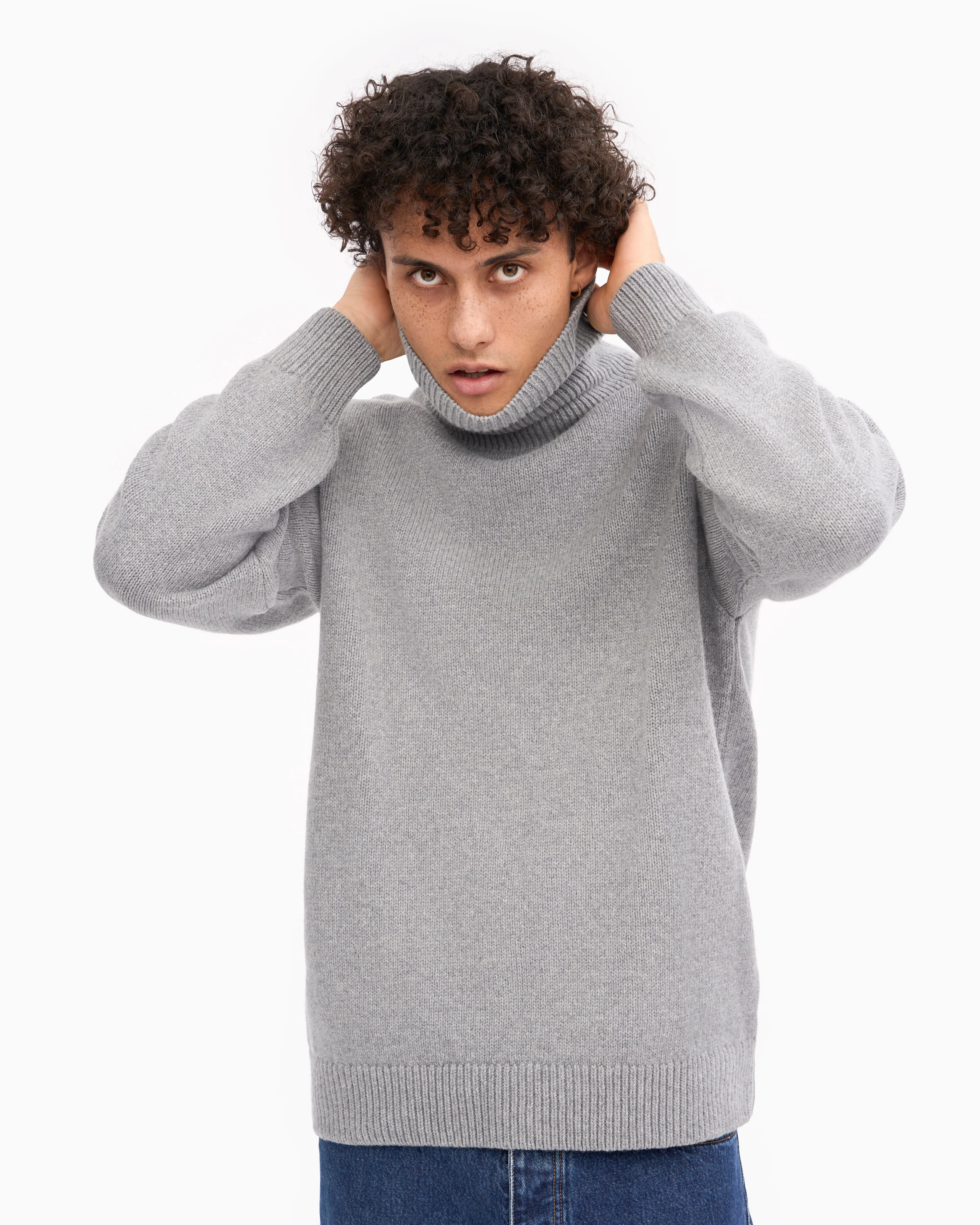 Merino Wool Turtleneck - Heather Grey