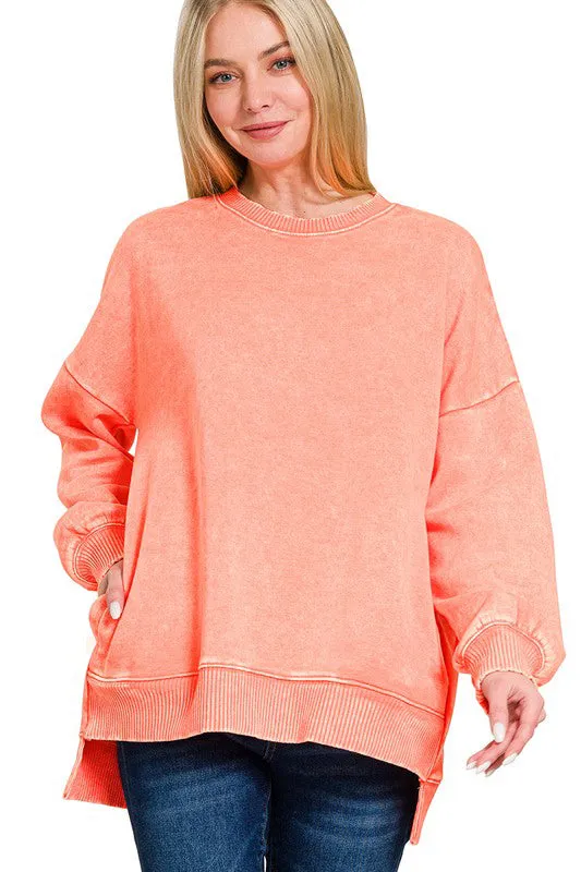 Mineral Wash Pocket Sweatshirts - 3 Colors!