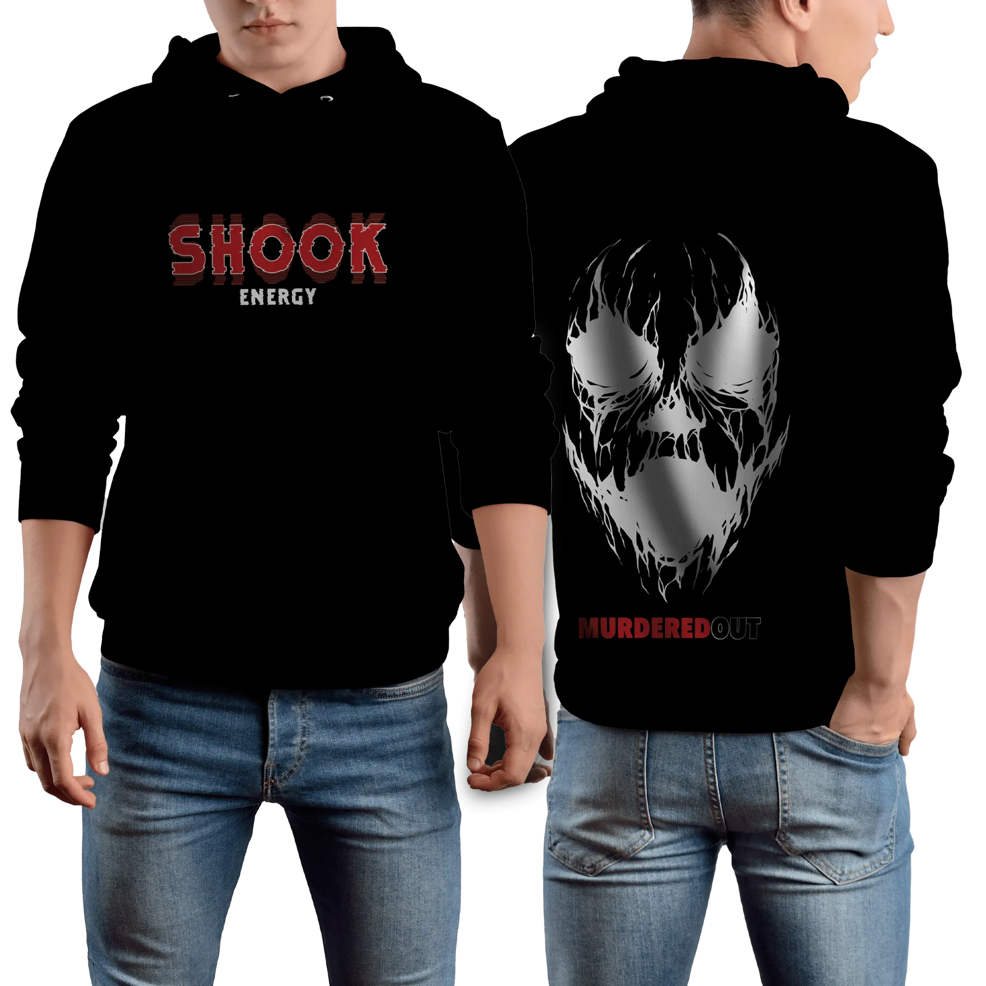 Murdered Out Shook Hoodie Large Black