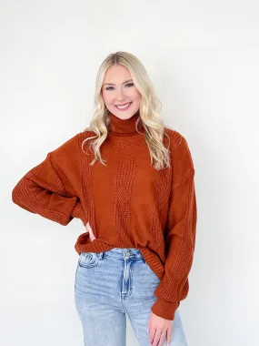 Naomi - Rust Turtleneck Knit Sweater