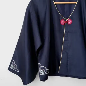 Navy and Gold Kimono Crop Jacket