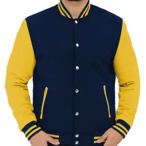 Navy Blue and Yellow Baseball Jacket