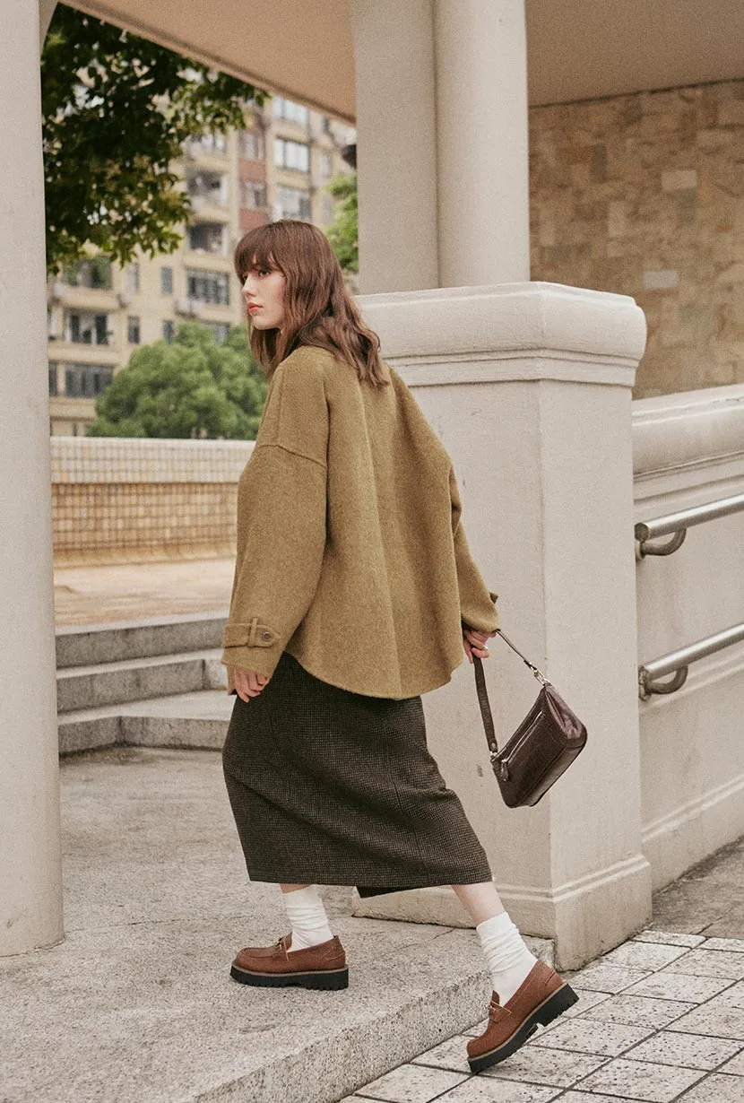 Newton Oversized Wool Jacket - Olive Brown