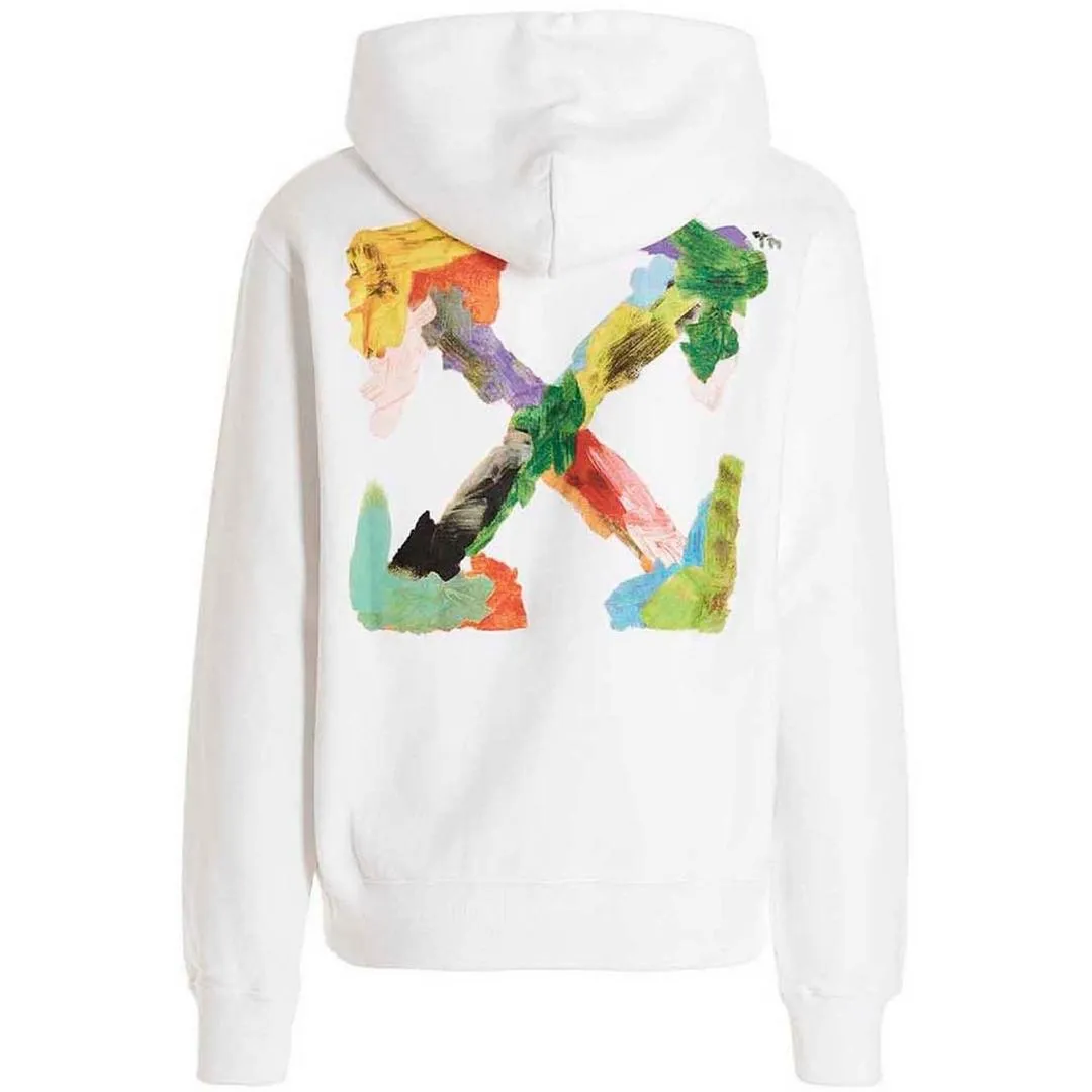 Off White Brush Arrow Logo White Hoodie