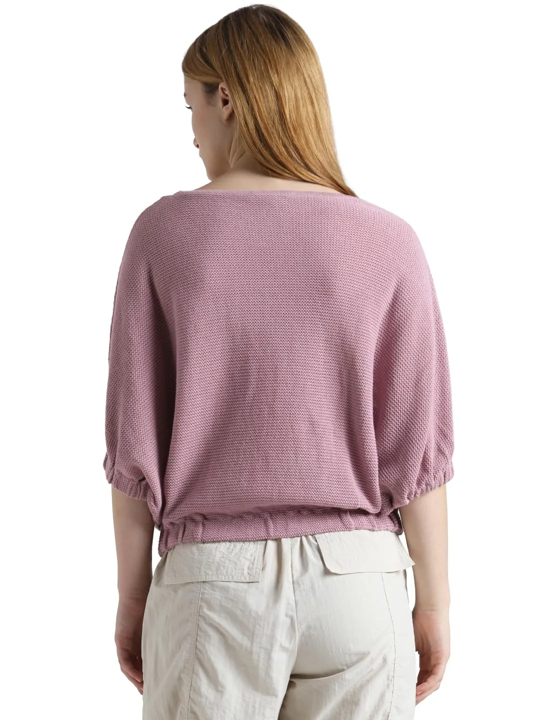 ONLY Women's Cotton Boat Neck Pullover Sweater (15323383-Regal Orchid_Regal