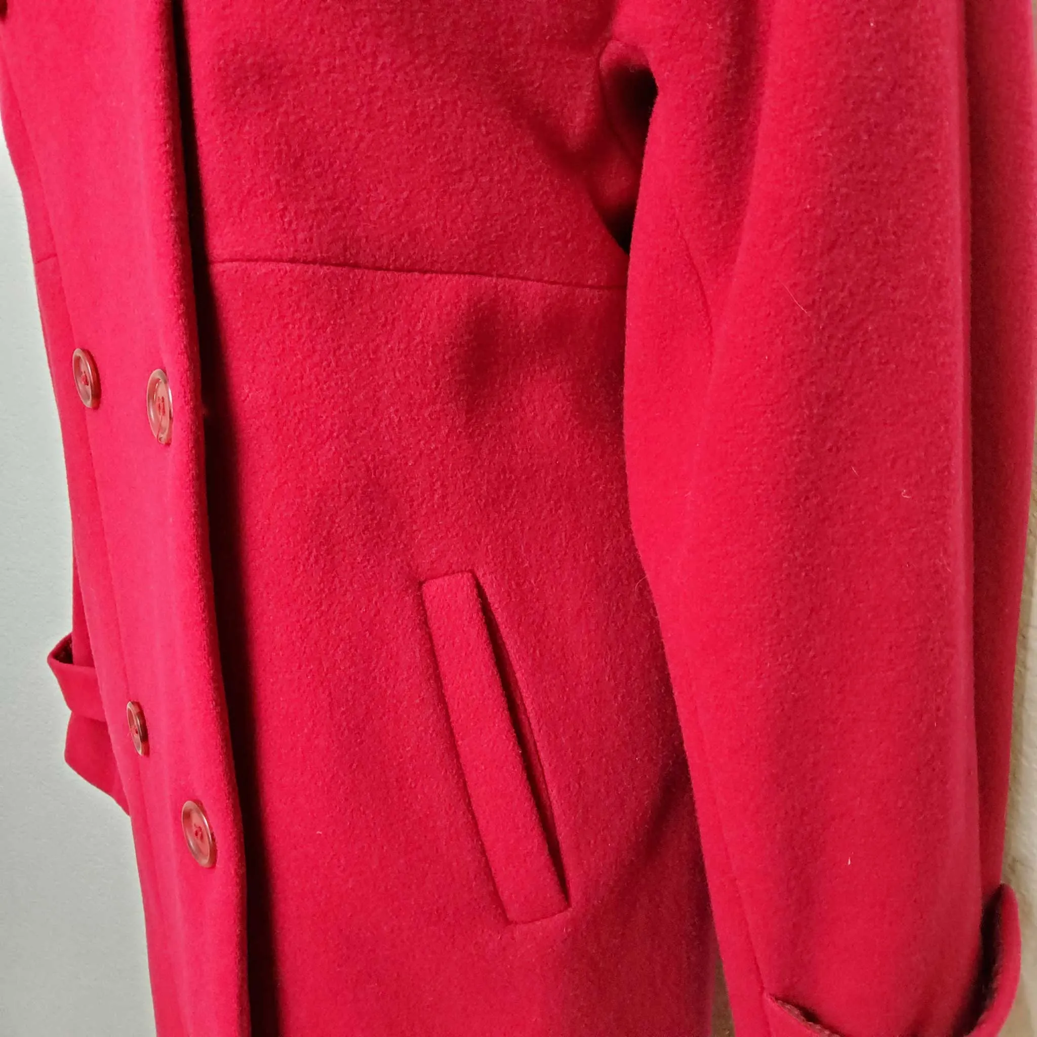 Paradox Red Double-Breasted Missy Style Peacoat, Women's Size 12