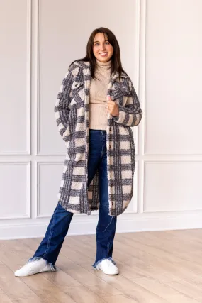 Plaid Sherpa Trench Coat