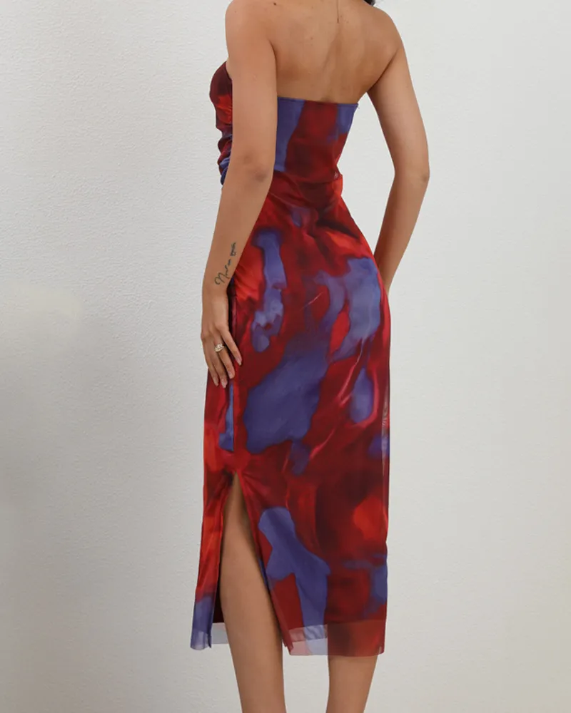 Printed Double Layer Sexy Dress