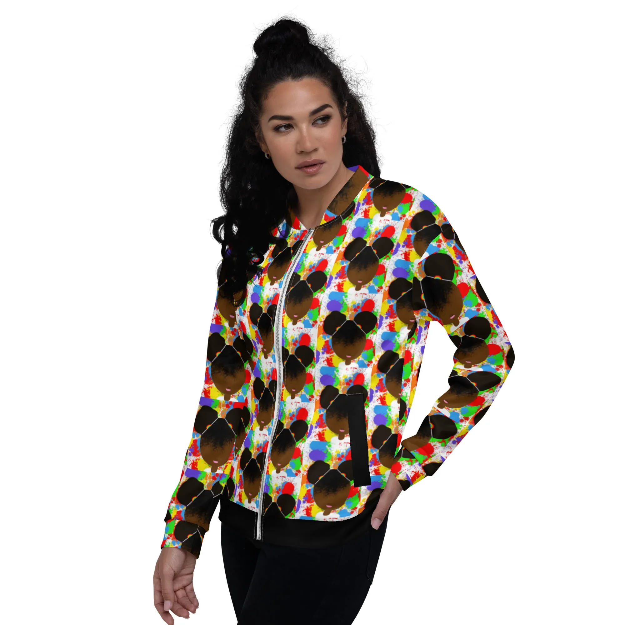 RAINBOW SPLATTER SISTAH Unisex Bomber Jacket