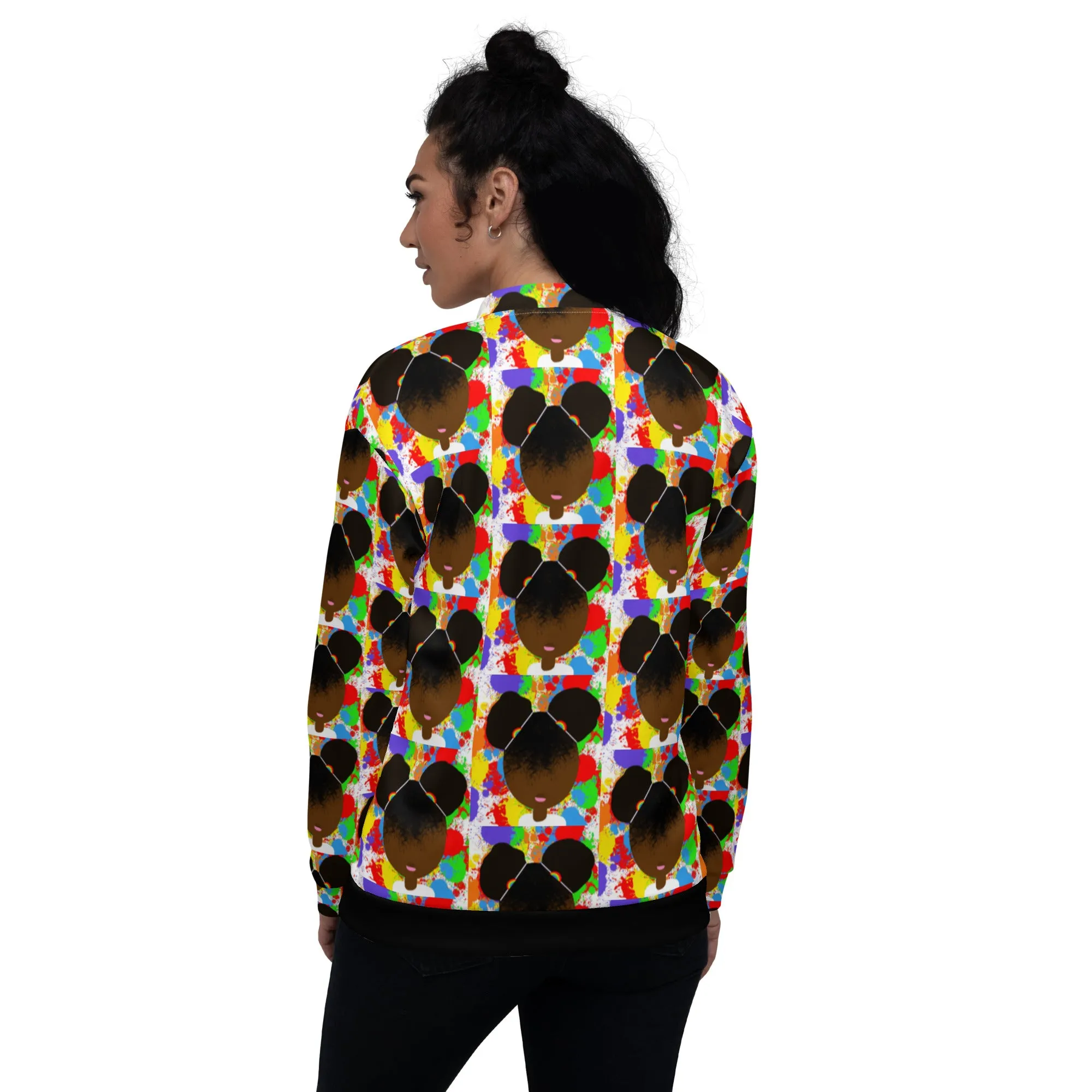 RAINBOW SPLATTER SISTAH Unisex Bomber Jacket