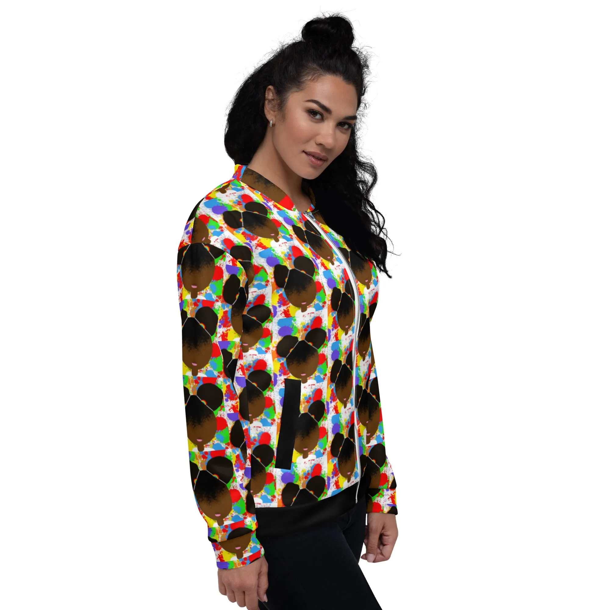 RAINBOW SPLATTER SISTAH Unisex Bomber Jacket