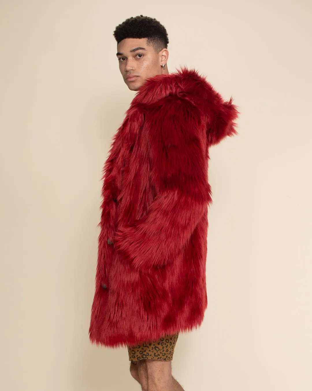 Red Velvet Wolf Classic Faux Fur Coat | Men's