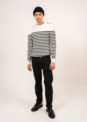 Rochefort striped sailor jumper - slim fit, in merino wool (ECUME/NOIR)