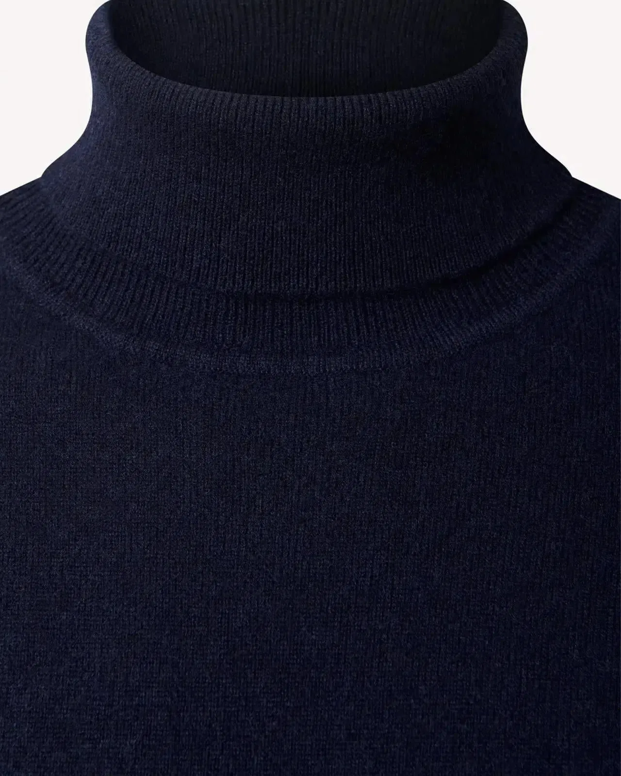 Roll Neck Navy Blue Cashmere Jumper