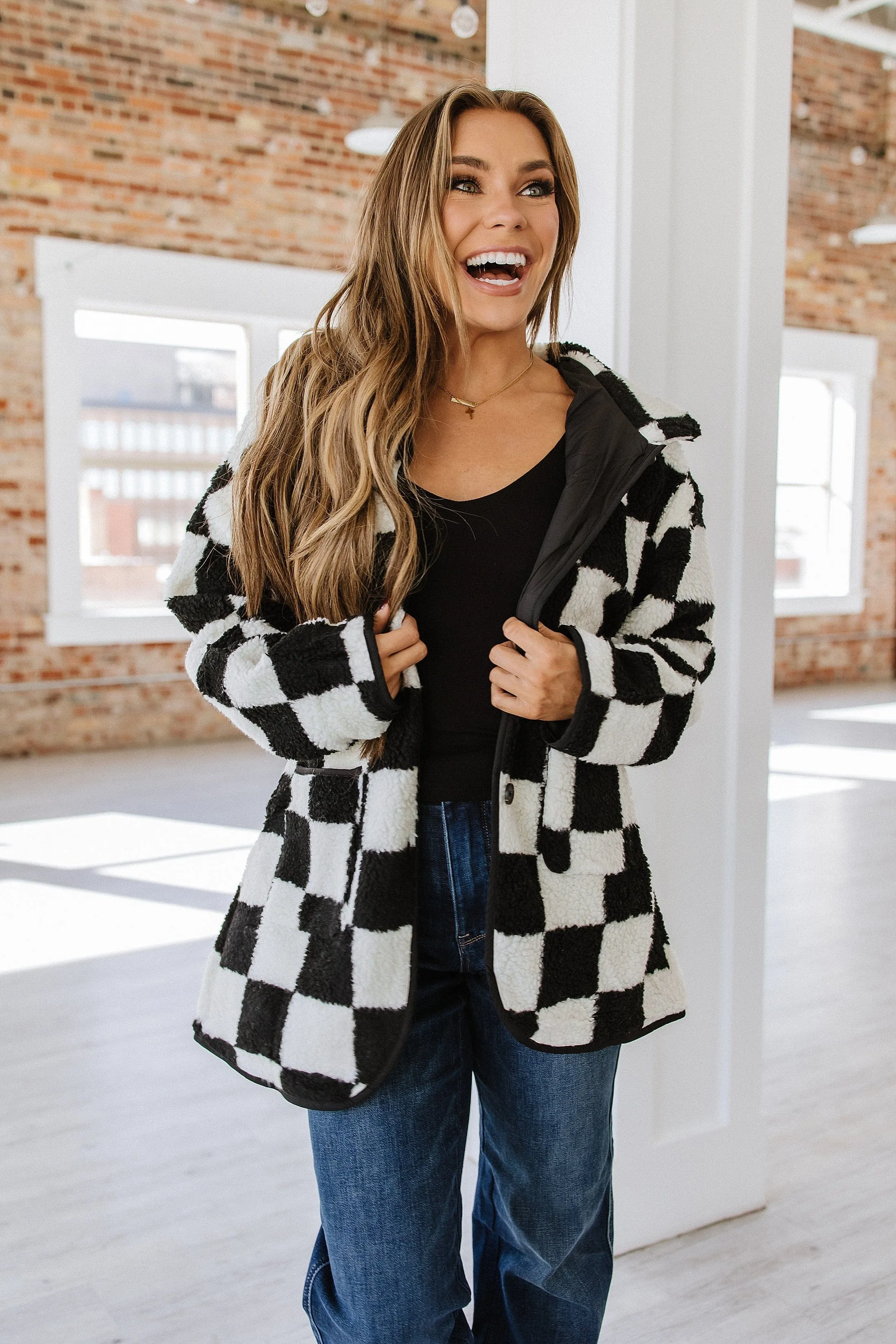 SALE - Gina Checkered Fleece Jacket