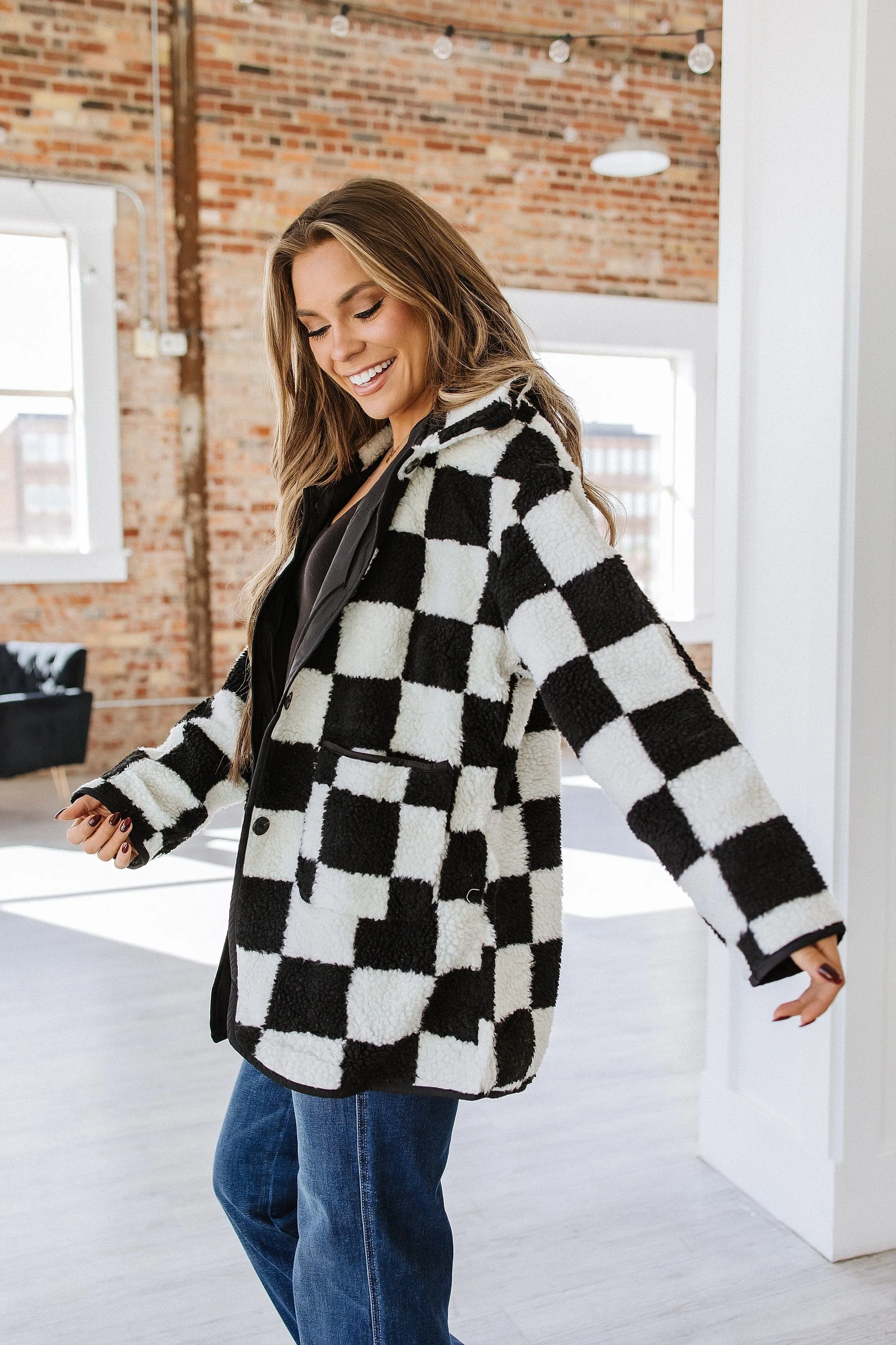 SALE - Gina Checkered Fleece Jacket